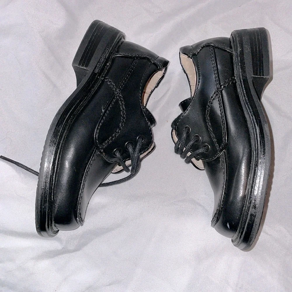 Black Box Black Leather LIL DARREN Loafer Dress Lace Up Shoes size 8